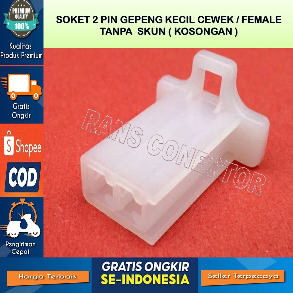 SOKET 2 PIN KECIL SOKET KABEL 2 PIN GEPENG - Soket Kabel gepeng 2 Pin kecil Cewe