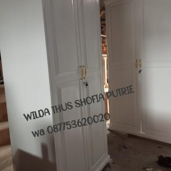Lemari Pakaian Kayu Jati Belanda Full Cat Putih Duco Stortitizar