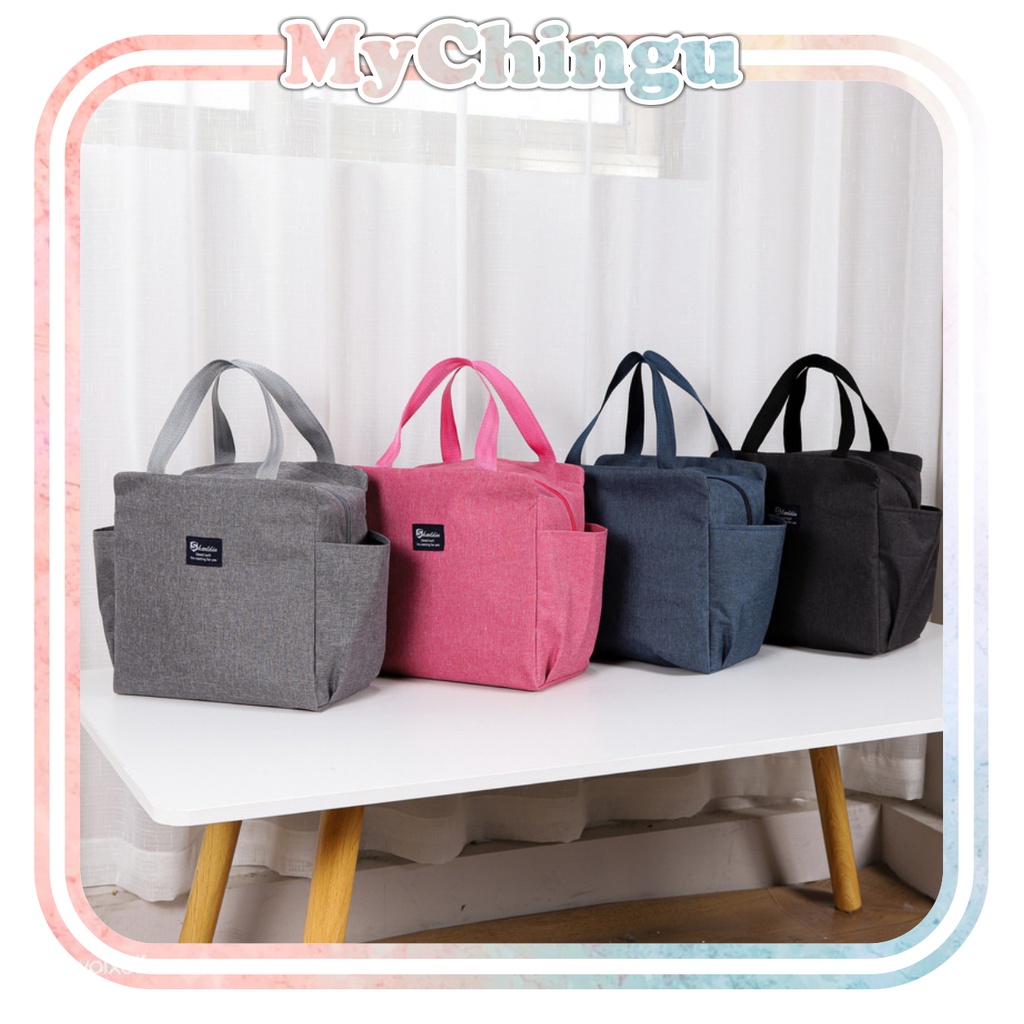 ❀ Chingu ❀ PA001 Tas Bekal Polos Warna Lunch Cooler Bag Makanan Aluminium Kotak Makan Import COD