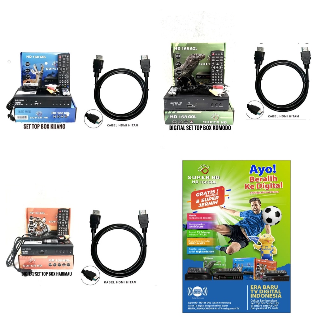 Set Top Box Digital SuperHd 168 Antena Tv - Set Top Box SuperHd Komodo Kijang Harimau