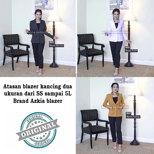 Atasan Blazer 013 Kancing dua warna abu tua-kuning-putih-seragam Guru dan PNS-Pakaian Pemda terbaru-blazer terbaru