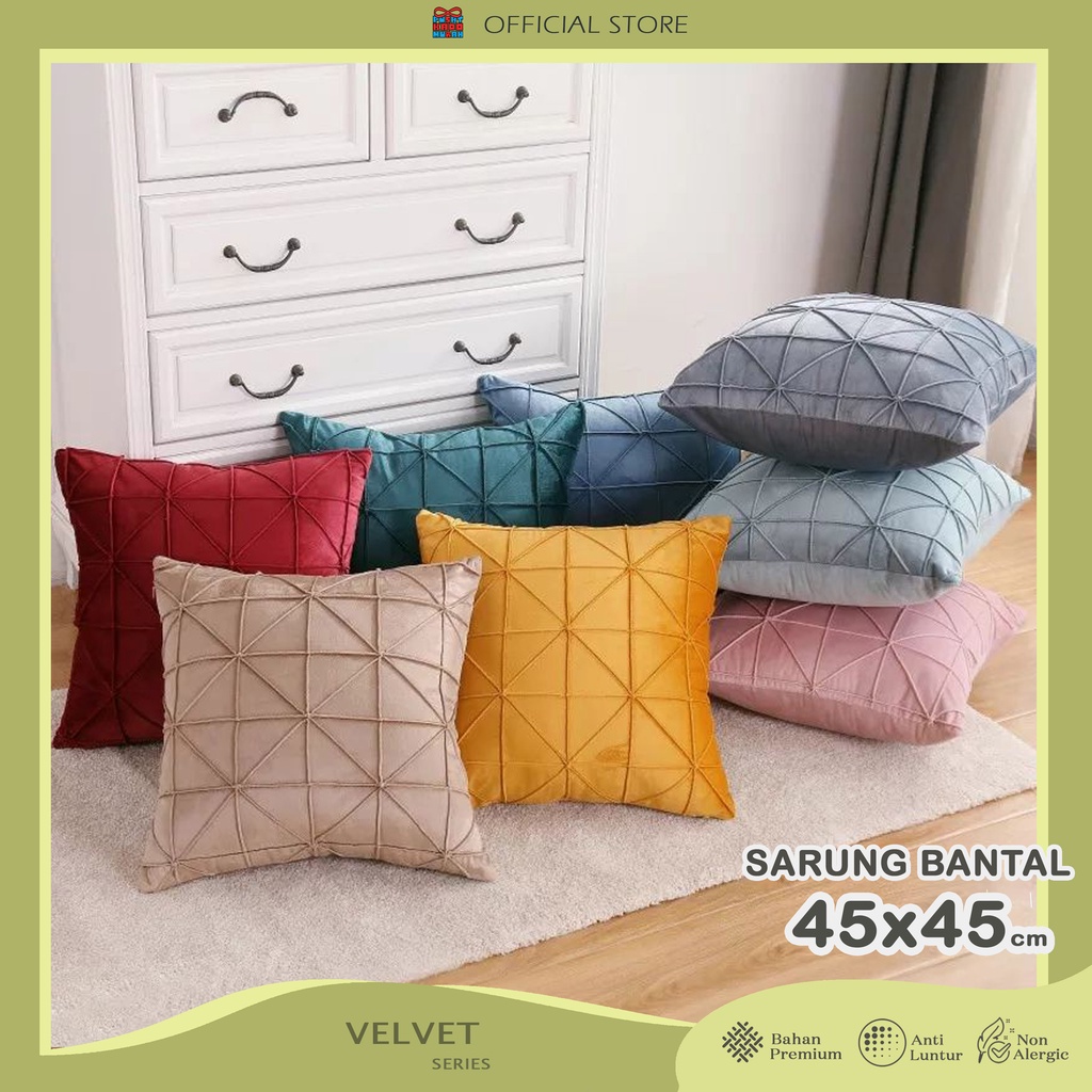 COVER SARUNG Bantal Sofa Velvet Quilted Polos Halus 45x45 cm - Pusat Kado Murah