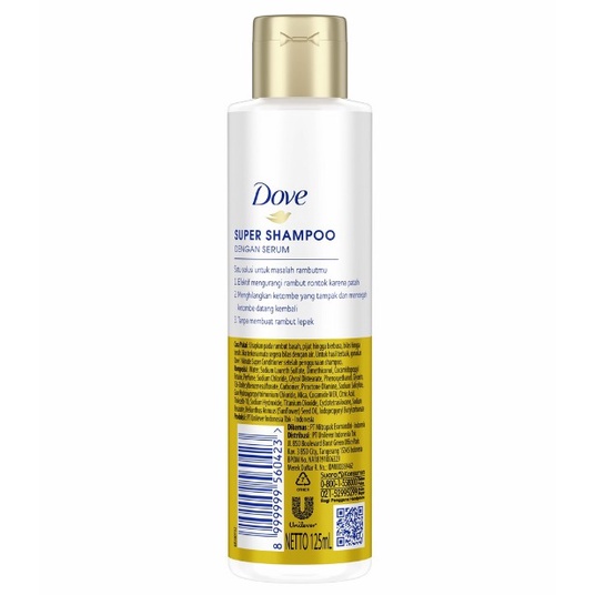 Dove 3 IN 1 SERUM Shampoo SUPER SHAMPOO Atasi Rambut Rontok, Ketombe, Rambut Lepek 125 ML