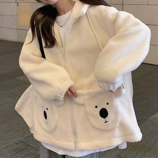 SWEATER JACKET KOALA HOODIE ZIP ATASAN WANITA ALA KOREAN FASHION KASUAL STYLE