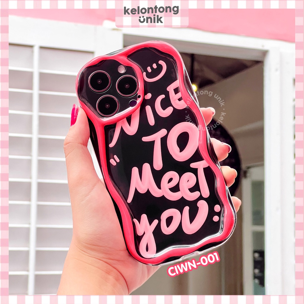 For iPhone - Nice to Meet You Wavy Shockproof Curly Case