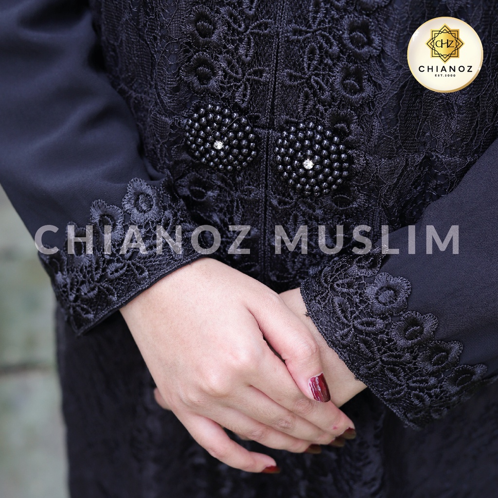 CHIANOZ Gamis Putih Mewah Nikita Dress Brukat Renda Baju Lebaran Umroh Haji Manasik Pesta Akad 317 323