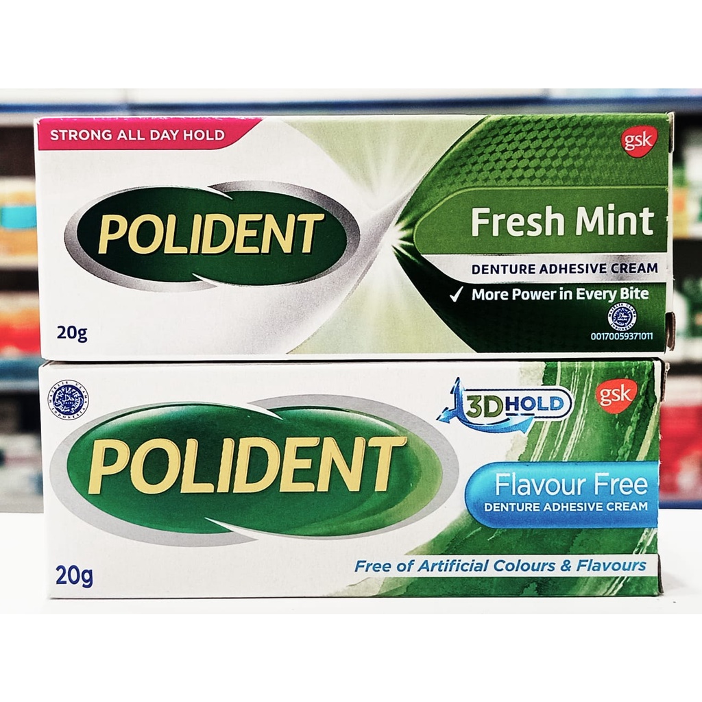 Polident Pelekat/lem Gigi Palsu 𝟐𝟎𝐠𝐫 - 2 Varian Rasa