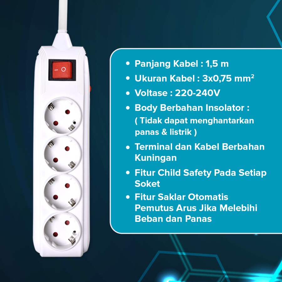 Kenmaster Stop Kontak Overheat 1.5 Meter 3 LB/4 LB/ 5 LB/ 6LB