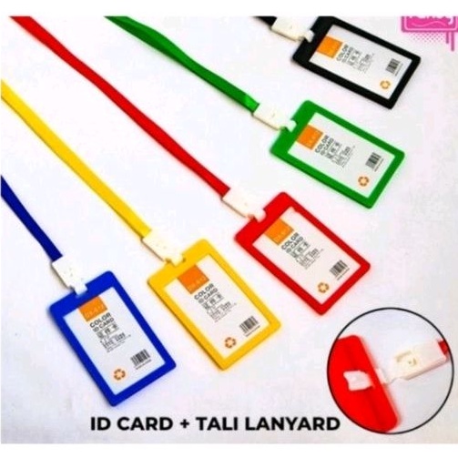 1 SET ID CARD HOLDER + TALI TEMPAT KARTU / LANYARD NILON TEMPAT KARTU NAMA DENGAN TALI KOMPLIT 1 SET MURAH