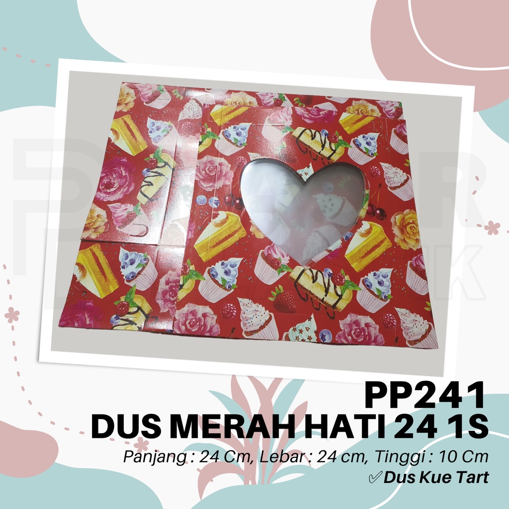 Dus Merah Hati 24 1S || PP241 || Dus Tart 24x24 || Dus Tart Merah Hati
