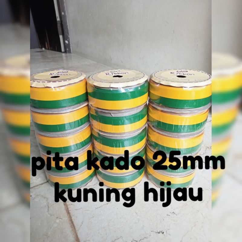 

pita kado kuning-hijau 2,5mm ribbon 25mm x 14 m idul Fitri 1" idul fitri