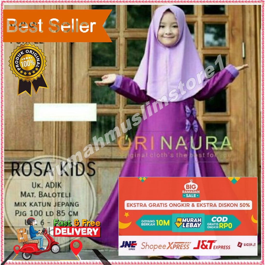 Baju Gamis Modern Remaja Terbaru 2023 baloteli kombi katun jepang Ld85 pj100 utk 6-9th  Polos Simple