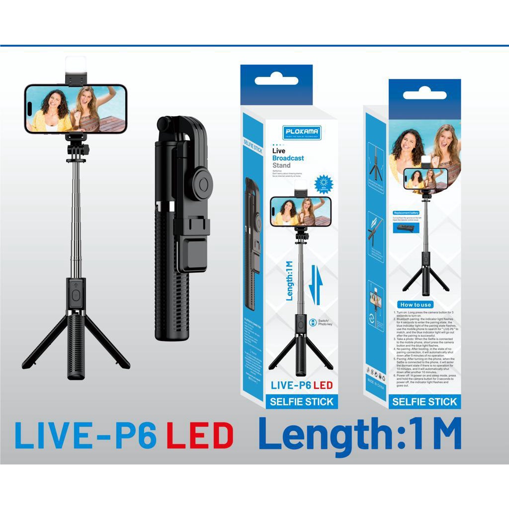 tongsis led P6 1 METER / TONGSIS BLUETOOTH 3IN1 PANJANG 1METER / 1M / TONGSIS TRIPOD REMOTE BLUETOOT