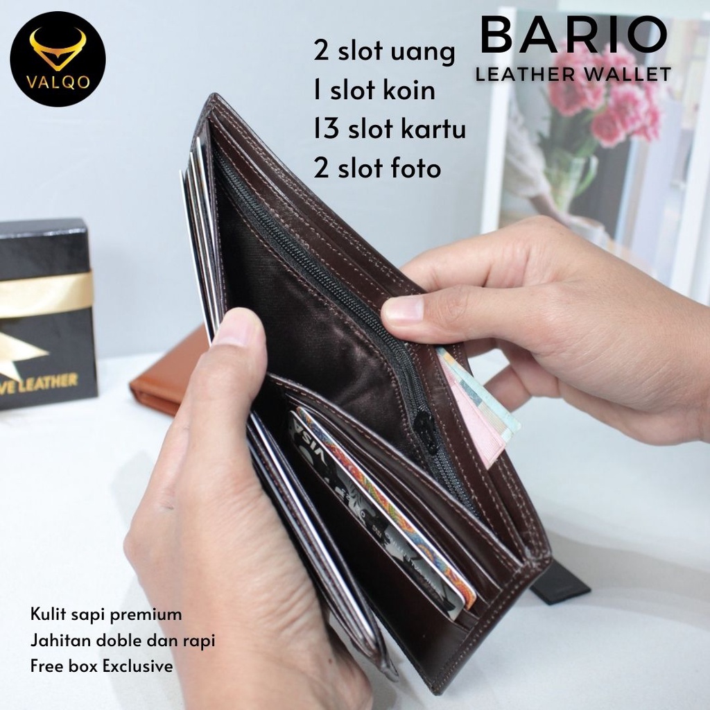 [VALQO] Dompet BARIO Kulit Sapi Pria Laki Cowok 13 Slot Kartu 2 Foto