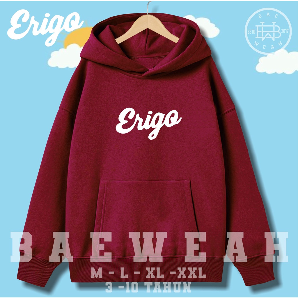 ERRIGO- Sweater Hoodie anak 5-10THN Laki-laki perempuan LOGO simple FLEECE TEBAL