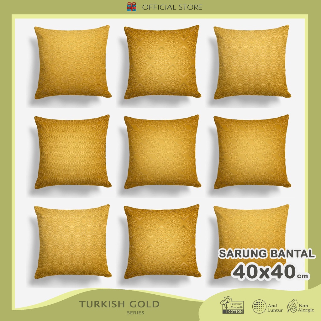 COVER SARUNG Bantal Sofa Print Motif Gold Turkish Emas Ramadhan Aesthetic Minimalis Estetik 40x40 cm - Pusat Kado Murah