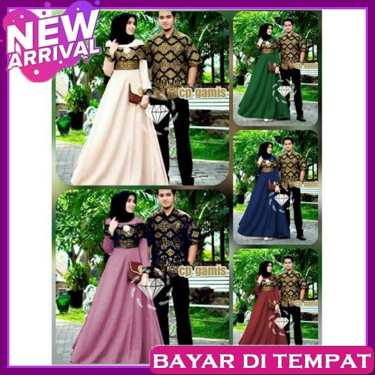 Gamis Couple Muslim Suami Istri Pasangan Baju Cp Yasmin Batik Couple Muslim Batik  Moscrepe Pasang