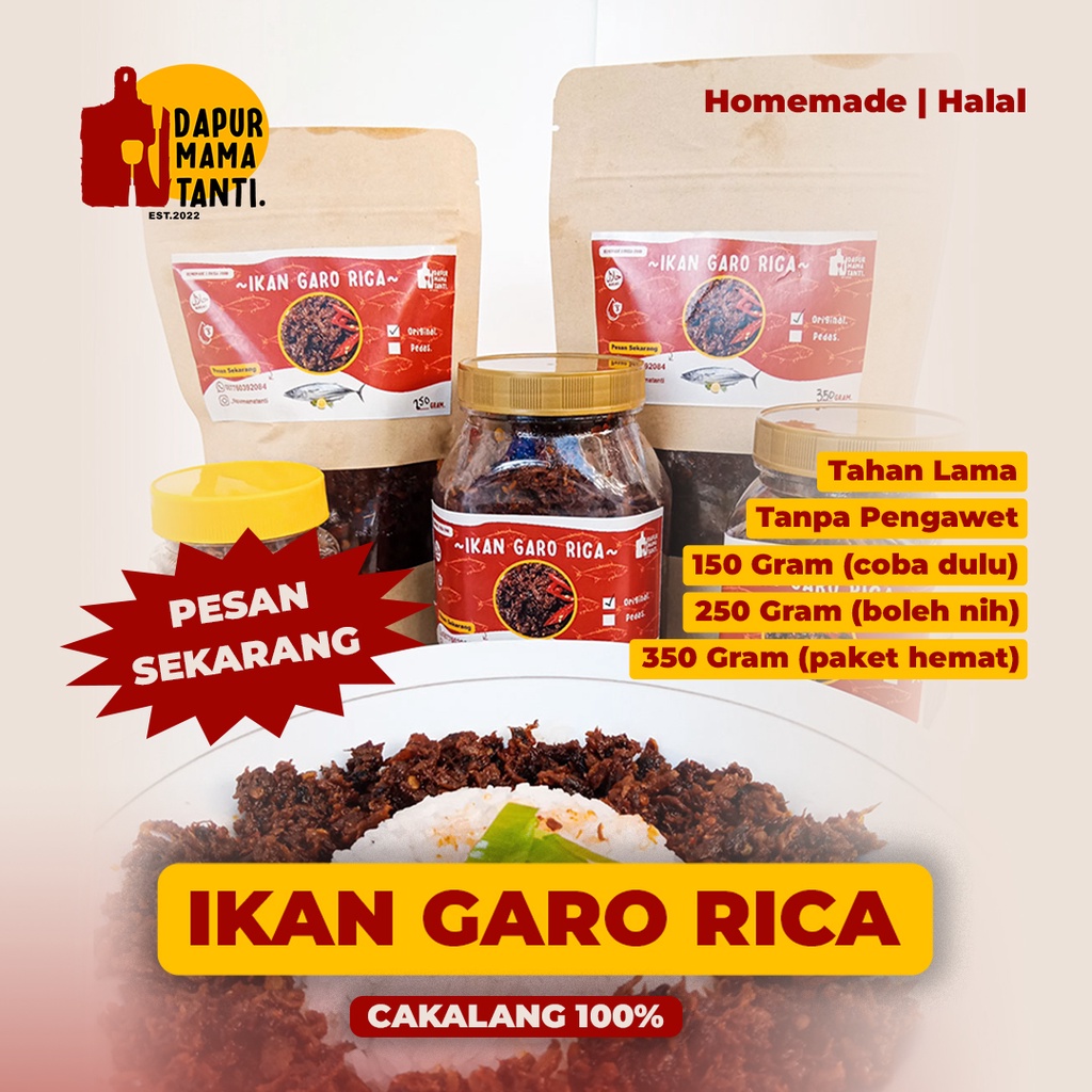 

Dapur Mama Tanti Ikan Garo Rica / Cakalang Suwir / Ikan Cakalang Rica Rica (150gr - 350gr)