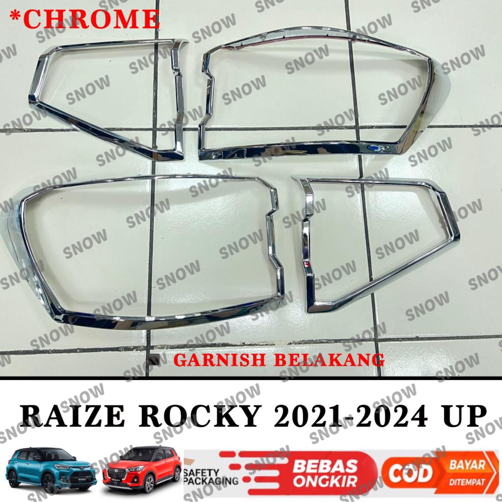 Garnish Lampu Belakang Raize Rocky 2021 2023 2024 Up Chrome Hitam