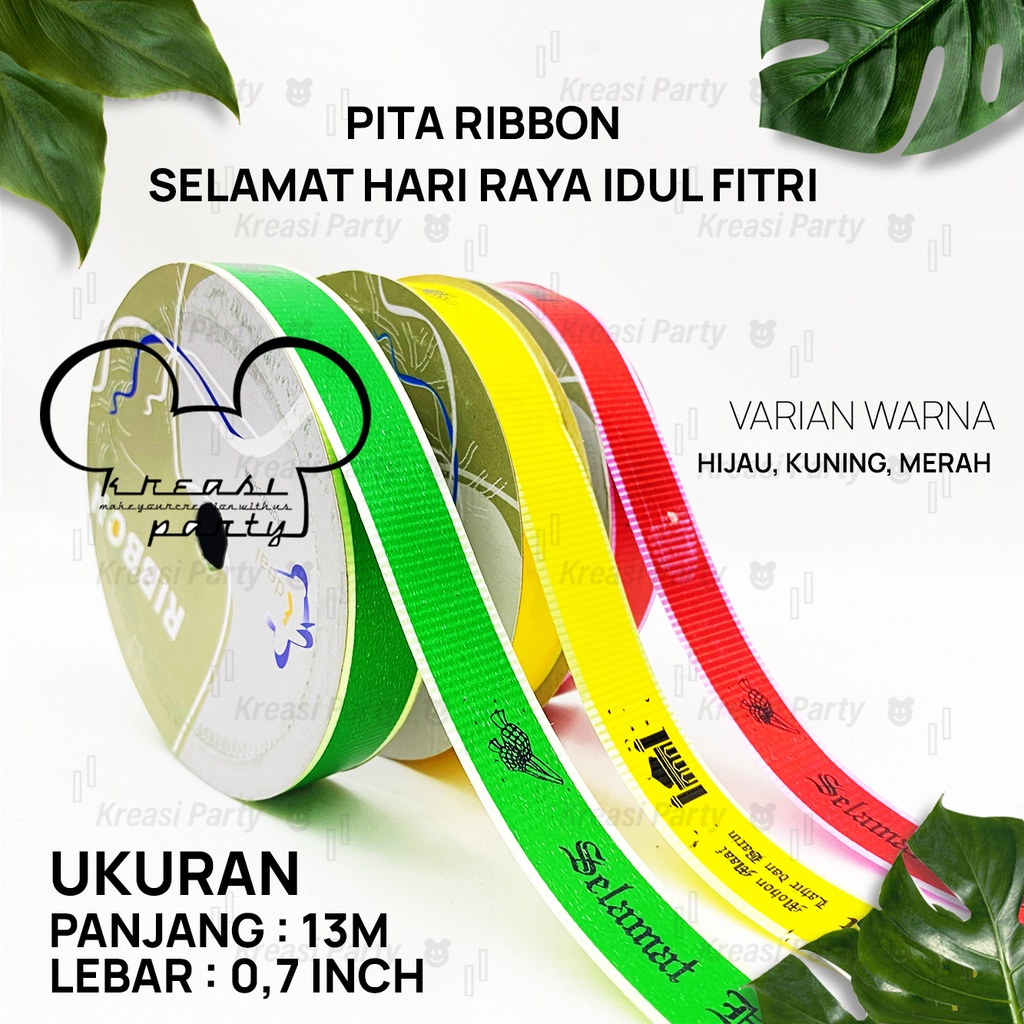 Pita Ribbon Idul Fitri / Pita Roll Selamat Hari Raya Idul Fitri Merah