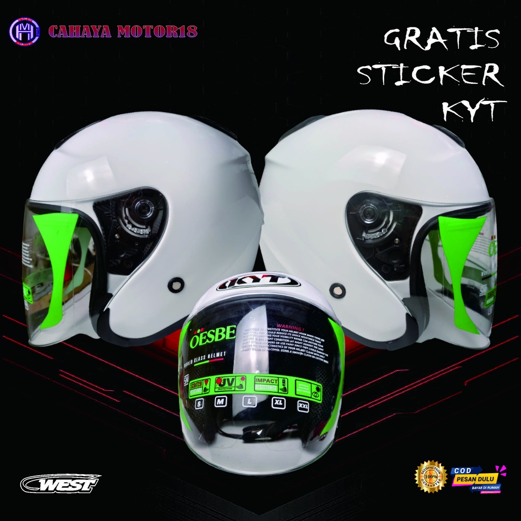 HELM KYT KYOTO REPLIKA HALF FACE|PUTIH MERK najima west