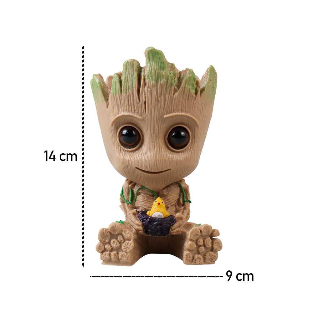 Groot Action Figure Marvel Holding Pot Tanaman 14cm - TKR9 - Brown