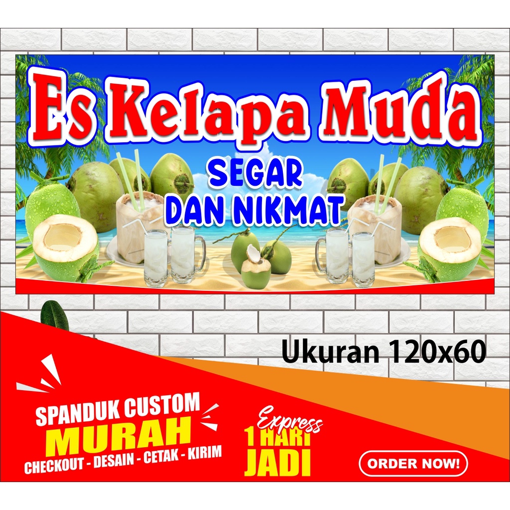 Spanduk Es Kelapa Muda, ukuran 120x60 cm, banner Es Kelapa Muda, 120x60 cm, Spanduk Es Kelapa Muda C