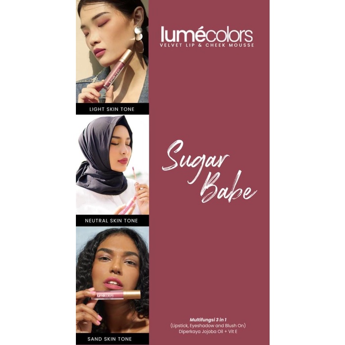 Lumecolors 3 In 1 Kosmetik Wajah Lipstik Blush On Eyeshadow Lip Cream