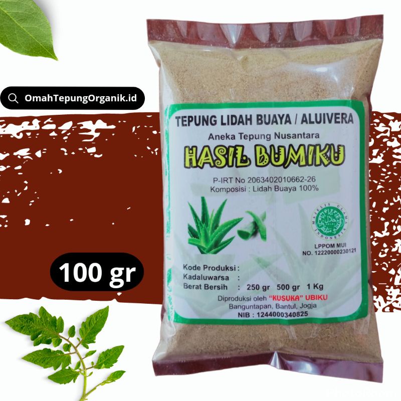 Tepung Lidah Buaya kemasan 100 gram/Aloe Vera Powder 100 gram/Aloe Vera Flour 100 gram/Tepung ALOE V