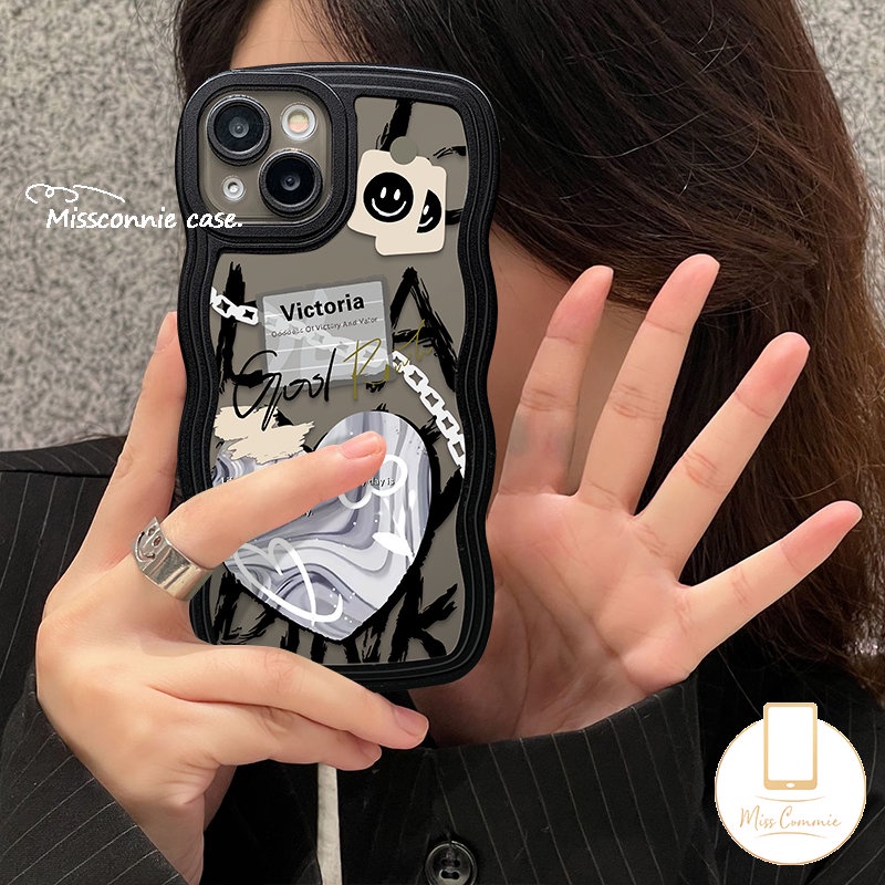 Fashion Comme des Garcons Case Realme C53 10 C55 C35 C12 C11 2021 C3 C15 C21Y 9i 5i C25 C25s C25Y C20 C20A C11 6i 5 5s C1 C2 Ins Graffiti Love Heart Flower Wavy Edge Soft Cover