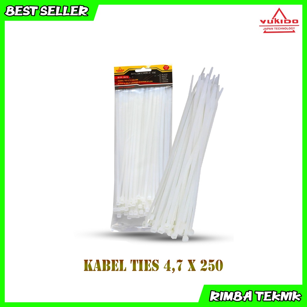 Kabel Ties Putih 4.7x250mm / 25cm 1 Pack Isi 100pcs Cable tie/kabel tis Nylon