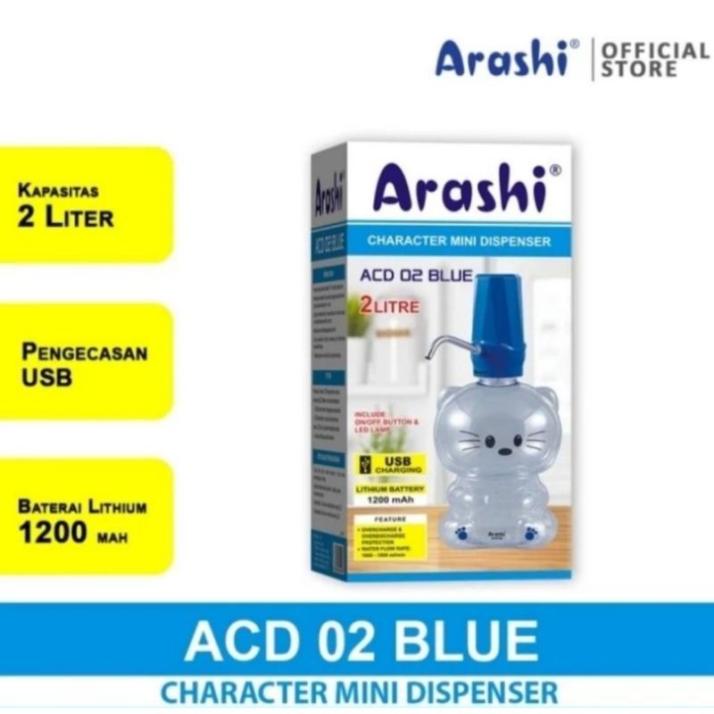 Pompa Galon Air Elektrik / Water pump Dispenser air minum mini Karakter 2 Liter ACD 01 / 02 ARASHI