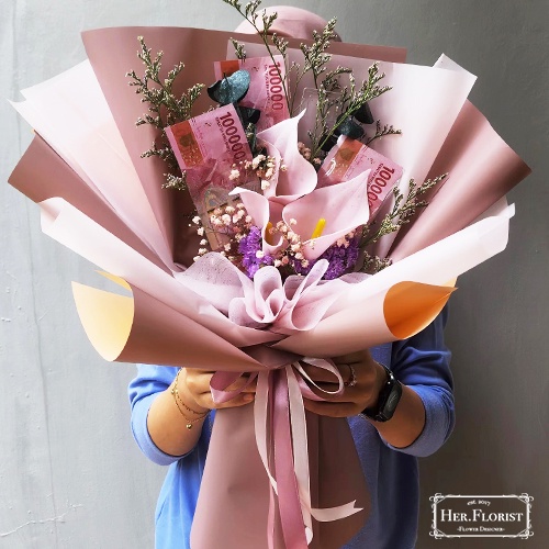 HER.FLORIST Money Bouquet | Soap Flower X Money | Buket Bunga Sabun + Uang | Buket Wisuda Kekinian