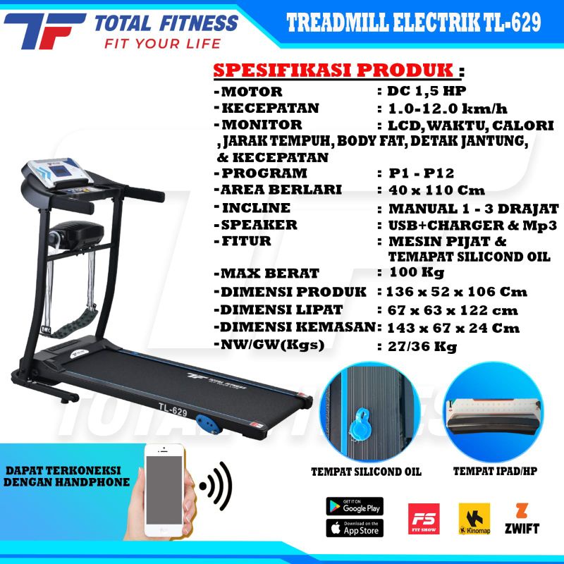 Treadmill Elektrik TL 629 Total Fitnes