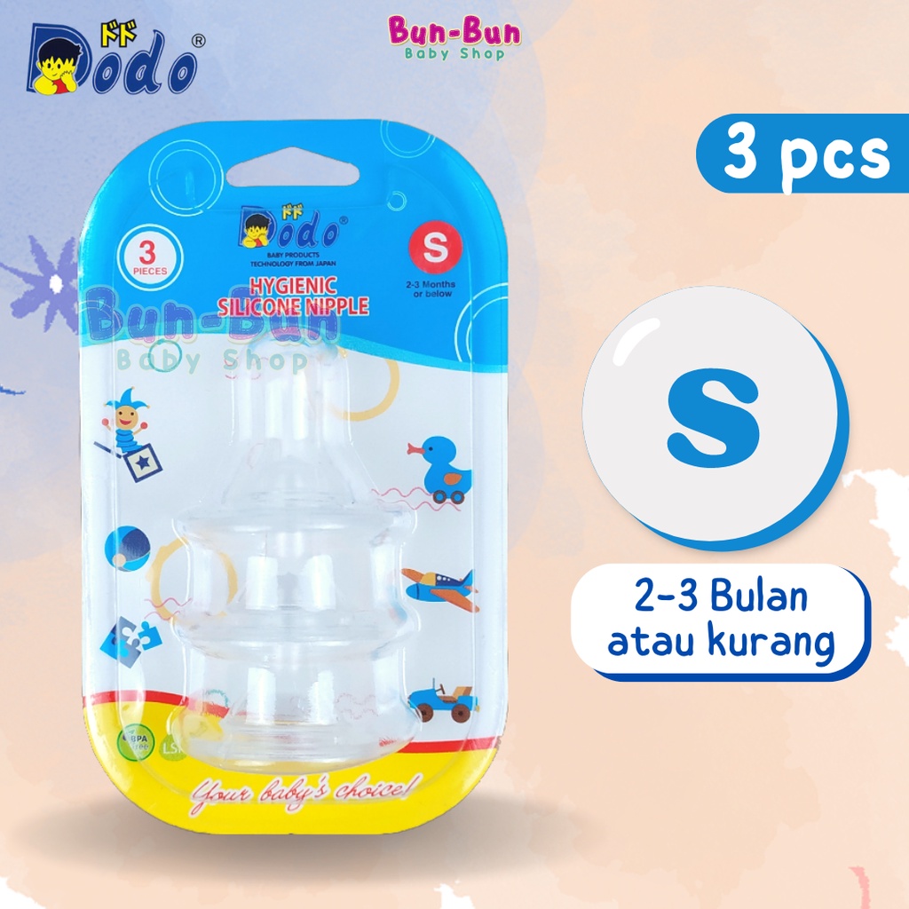 DODO Nipple Silicone 3pcs Dot Bulat Silikon S M BPA FREE Perlengkapan Bayi Baru Lahir Peralatan Botol Susu MPASI Makan Baby Newborn Bunbunbabyshop