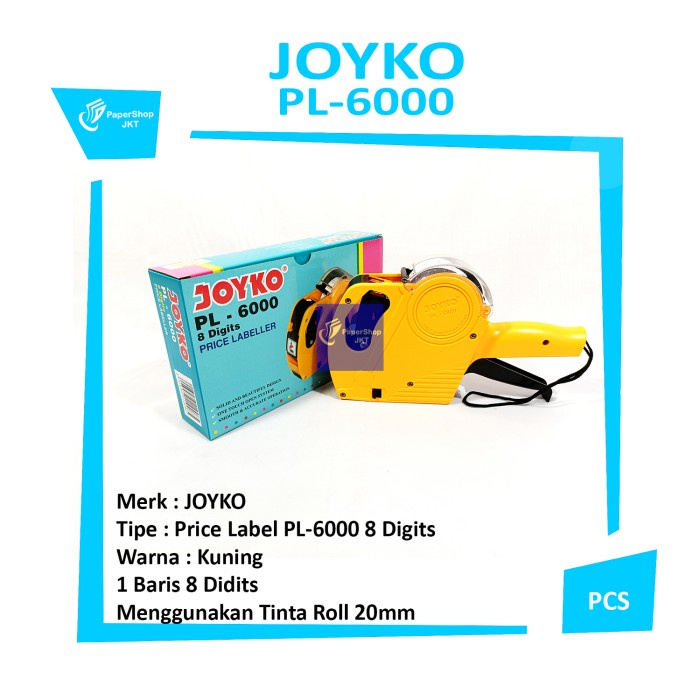 

Terlaris Joyko Alat Label Harga Pl-6000 1 Baris 8 Digits - Per Pcs