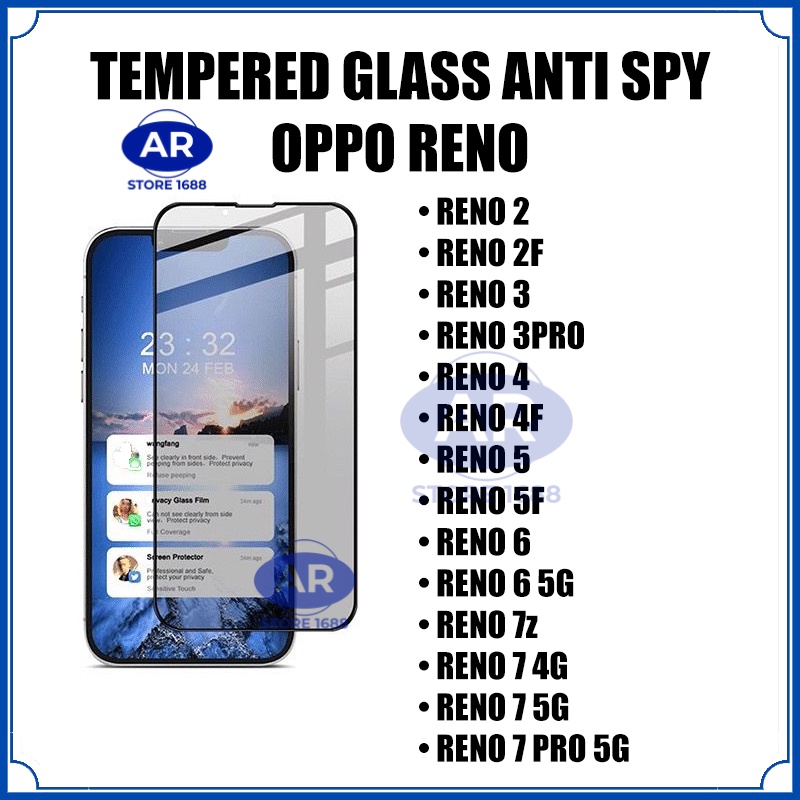 TEMPERED GLASS CERAMIC SPY  ANTIGORES KACA KOMPATIBEL OPPO RENO 10X ZOOM/RENO 2/RENO 2F/RENO 3/RENO 3 PRO/RENO 4/RENO 4F/RENO 5/RENO 5F/RENO 6/RENO 6 /RENO 6 PRO/RENO 7Z/RENO 7/RENO 8