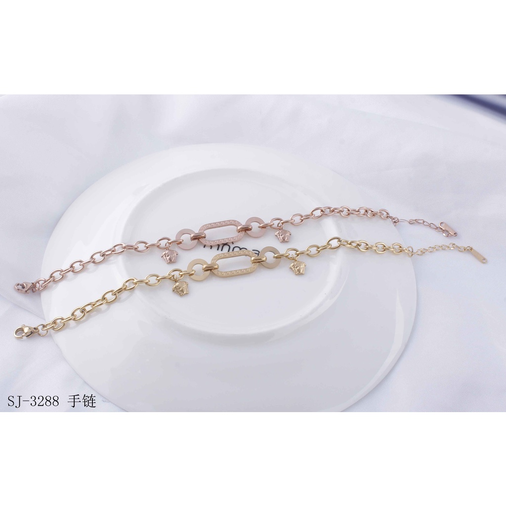 Gelang Titanium Rantai Polos Perhiasan Fashion 3288