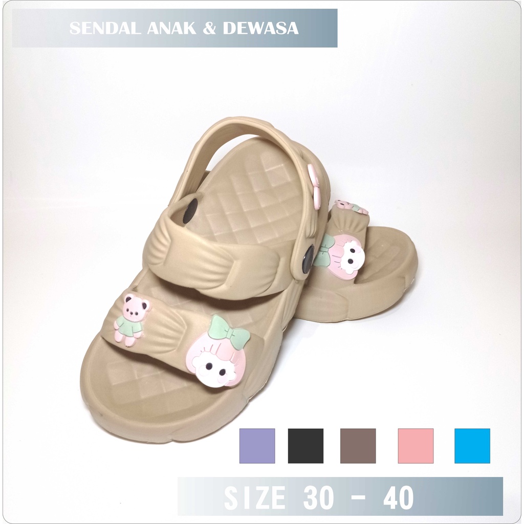 SENDAL TALI BELAKANG ANAK DAN DEWASA BARU / SENDAL ANAK DAN DEWASA BERMOTIF / SENDAL TERBARU UK 30 - 40