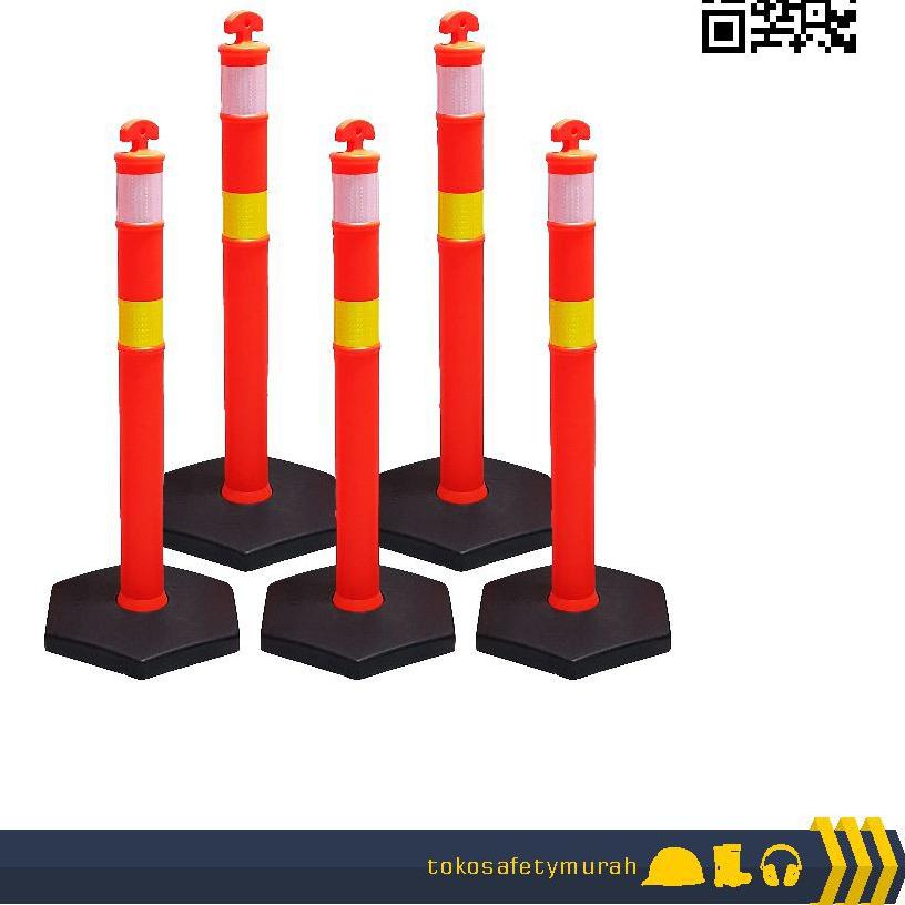 

♟ Stick Cone Base Hitam Plastik 120 cm Pembatas Jalan Parkir Traffic Cone ✈