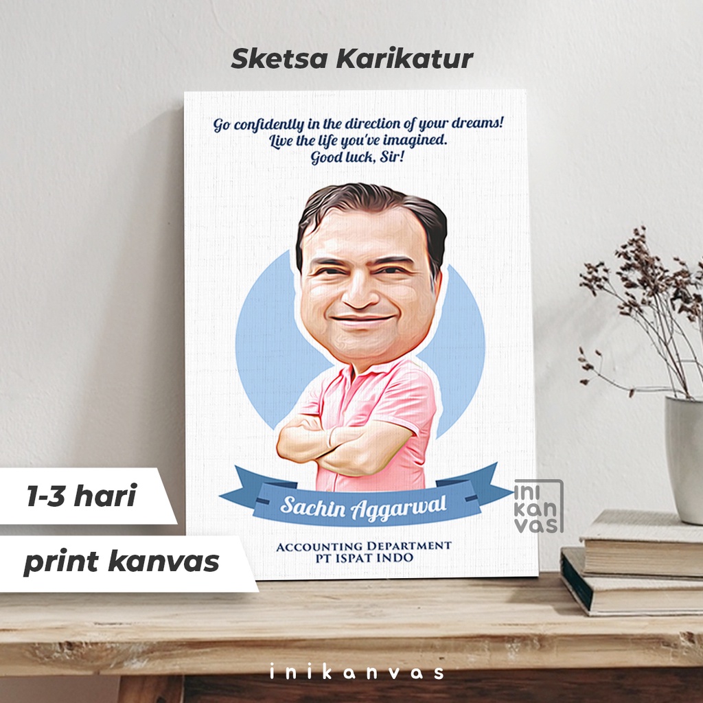 KARIKATUR SKETSA KANVAS 30 x 45cm wisuda gambar foto wajah - hadiah anniversary