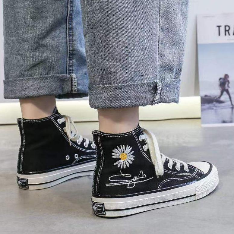 Bisa COD Sepatu Boots Flat Model Ankle Hidden Daisy TANDA TANGAN Bahan Kanvas Fashion untuk Wanita I