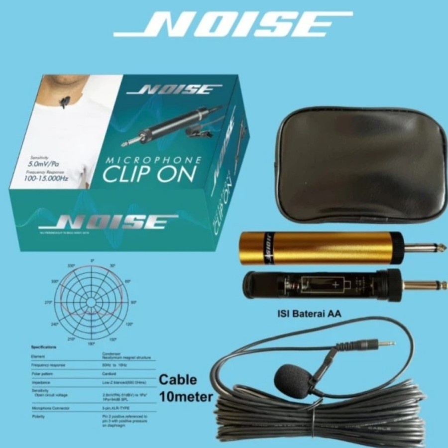 COD MICROPHONE CLIP ON KABEL NOISE MIC JEPIT KANCING KABEL PANJANG 10 METER NOISE