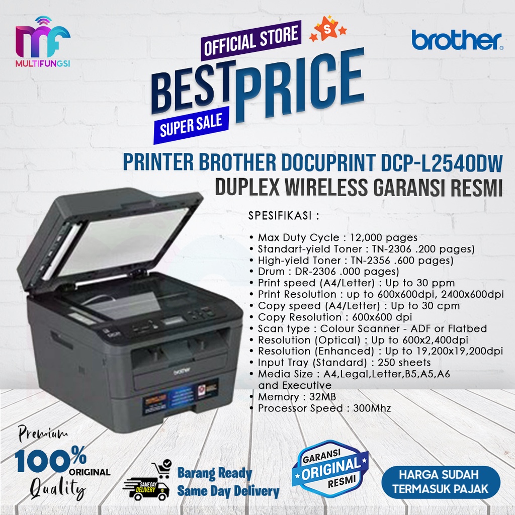 Printer Brother Docuprint DCP-L2540DW Duplex Wireless Garansi Resmi