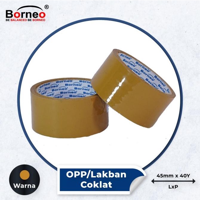 

6 ROLL - Borneo OPP Lakban Bening / Coklat 45 mm x 40 Yard TERMURAH