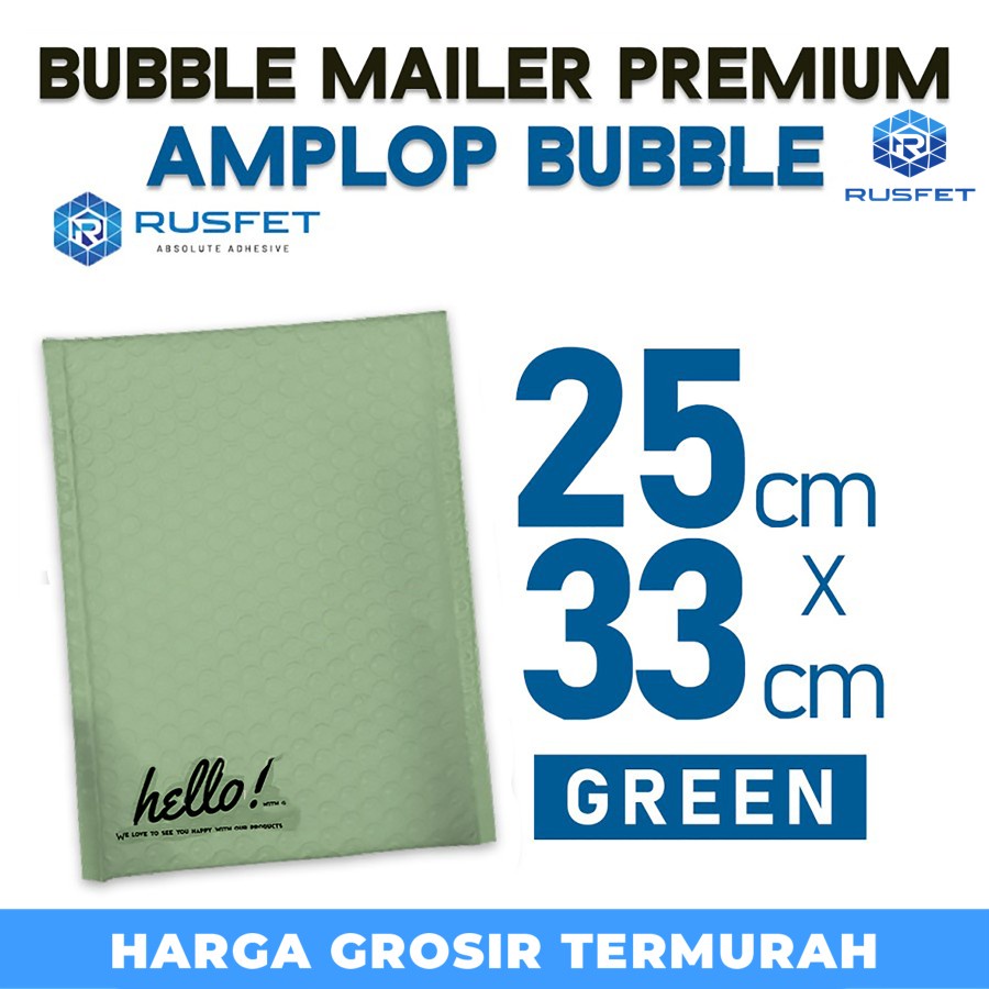 

Amplop bubble mailer packing 25x33 cm envelope padded rusfet green