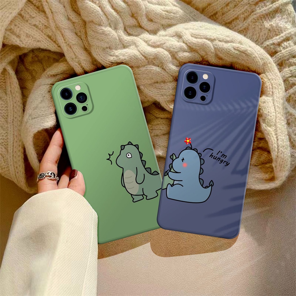 1532 Case Square Edge fashion Dino cutte couple for oppo redmi realme vivo infinix