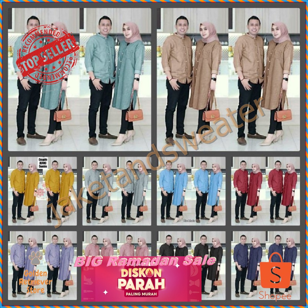 Baju Gamis Kapelan Keluarga Kemeja Dan Gamis Batik Kombinasi Polos Remaja Modis dan Simple Pasangan 