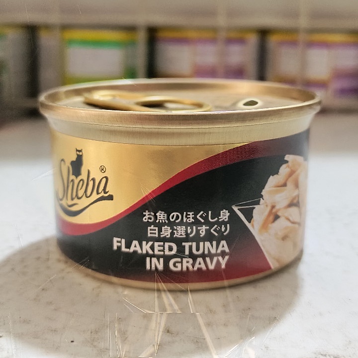 Makanan Kucing Sheba Kaleng Adult Flaked Tuna In Gravy 85G Wet Food