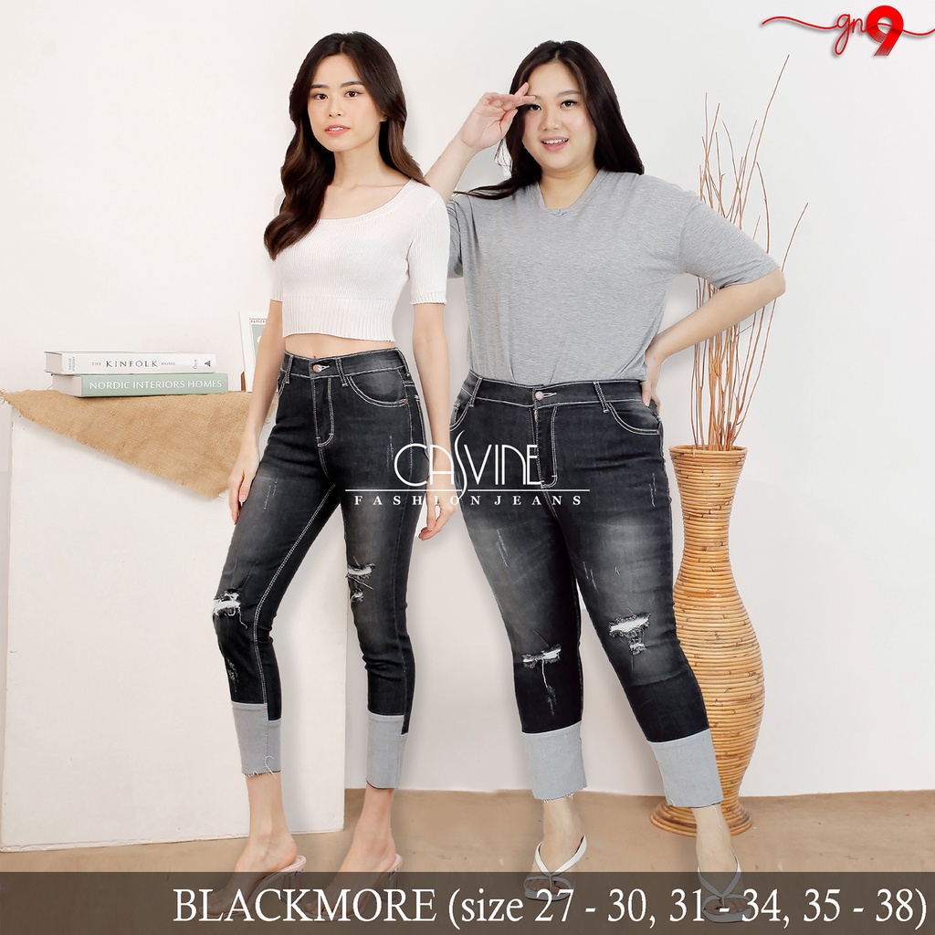 CASVINEJEANS || Celana Jeans Wanita Cewek Blackmore Ripped Sobek Bigsize Jumbo Mom Jeans Stretch